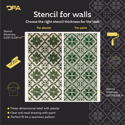Square Patterns for Vibrant Interiors: DFA 0.3–1 mm Decorative Stencil (K00137)