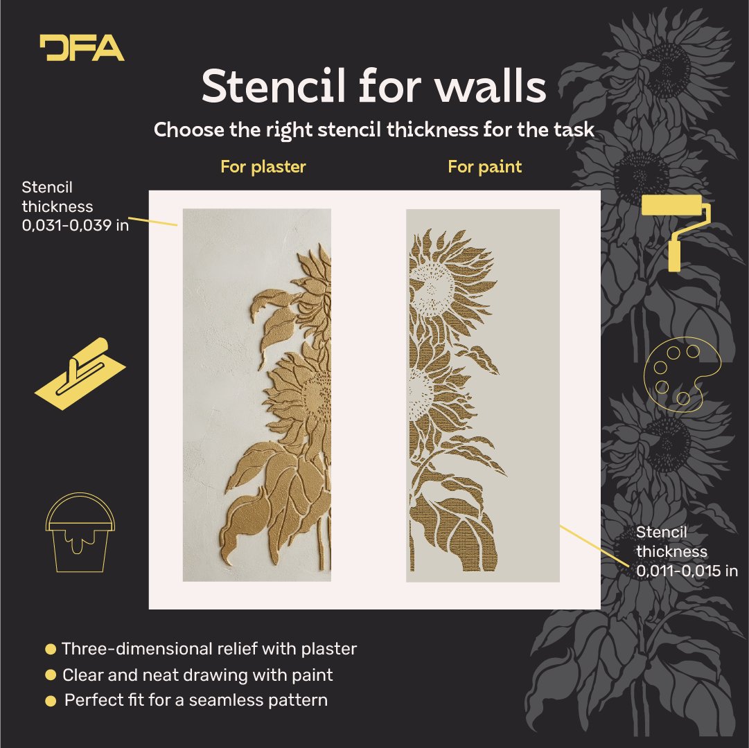 DFA Reusable Stencil "Nature" for Plaster and Paint 0.3–1 mm  (P00195)
