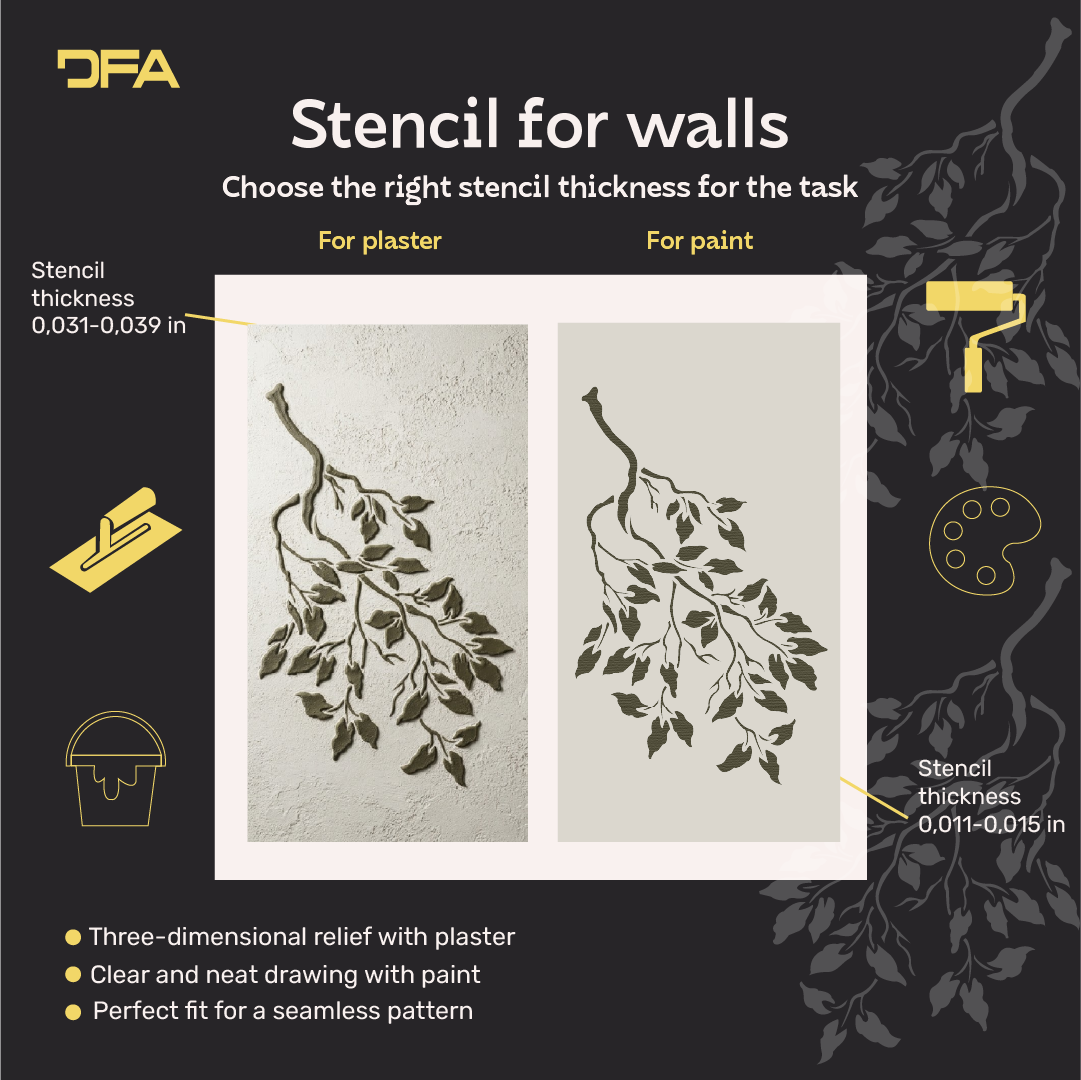 DFA Reusable Stencil "Nature" for Plaster and Paint 0.3–1 mm (P00197)