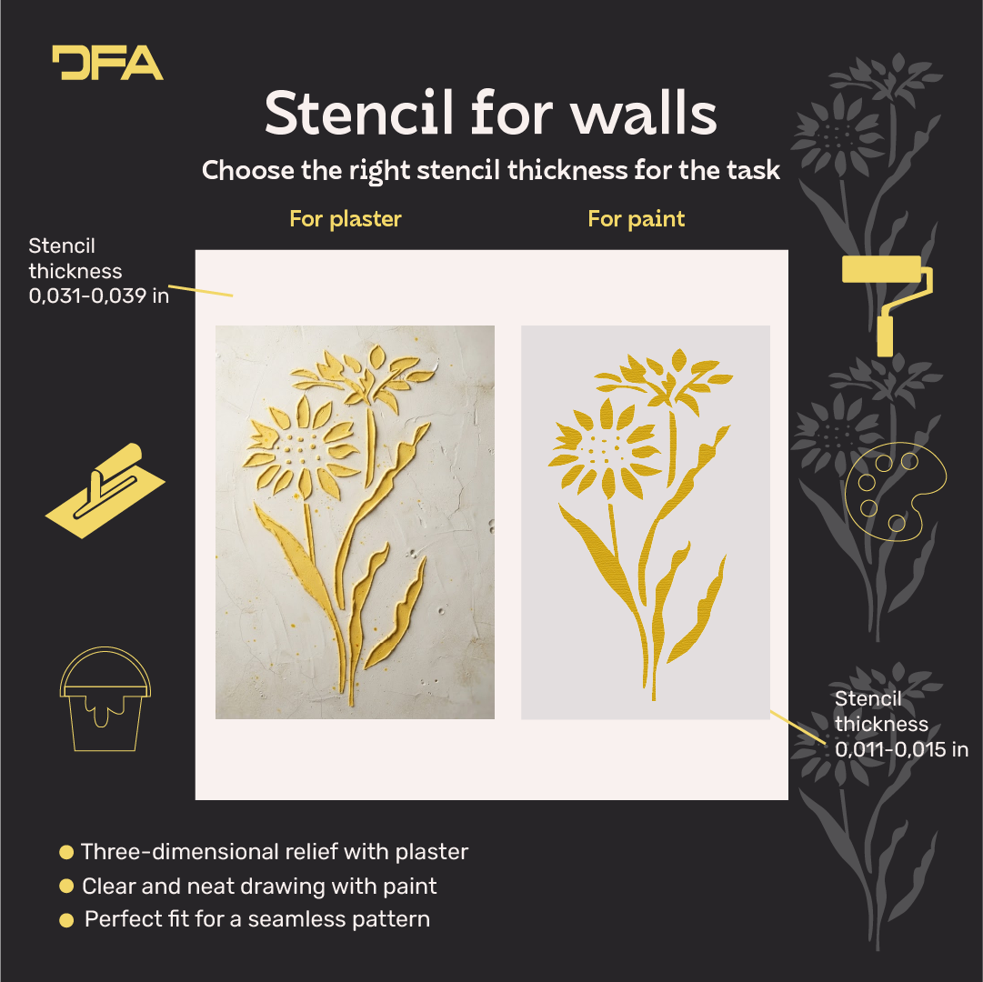 DFA "Flower" Stencil for Decoupage on Interior Decor Items (P00203)