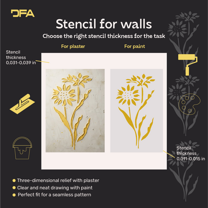 DFA "Flower" Stencil for Decoupage on Interior Decor Items (P00203)