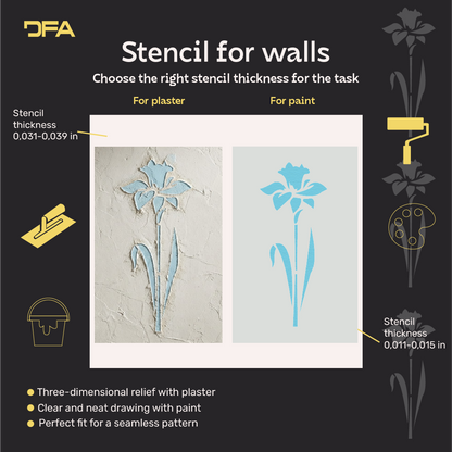 DFA "Flower" Stencil for Decoupage on Interior Decor Items (P00202)