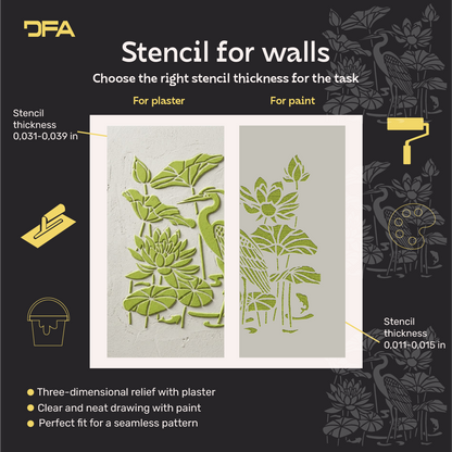 DFA Heron stencil — create a sense of lightness in your interior. Thickness 0.3–1 mm (J00082)