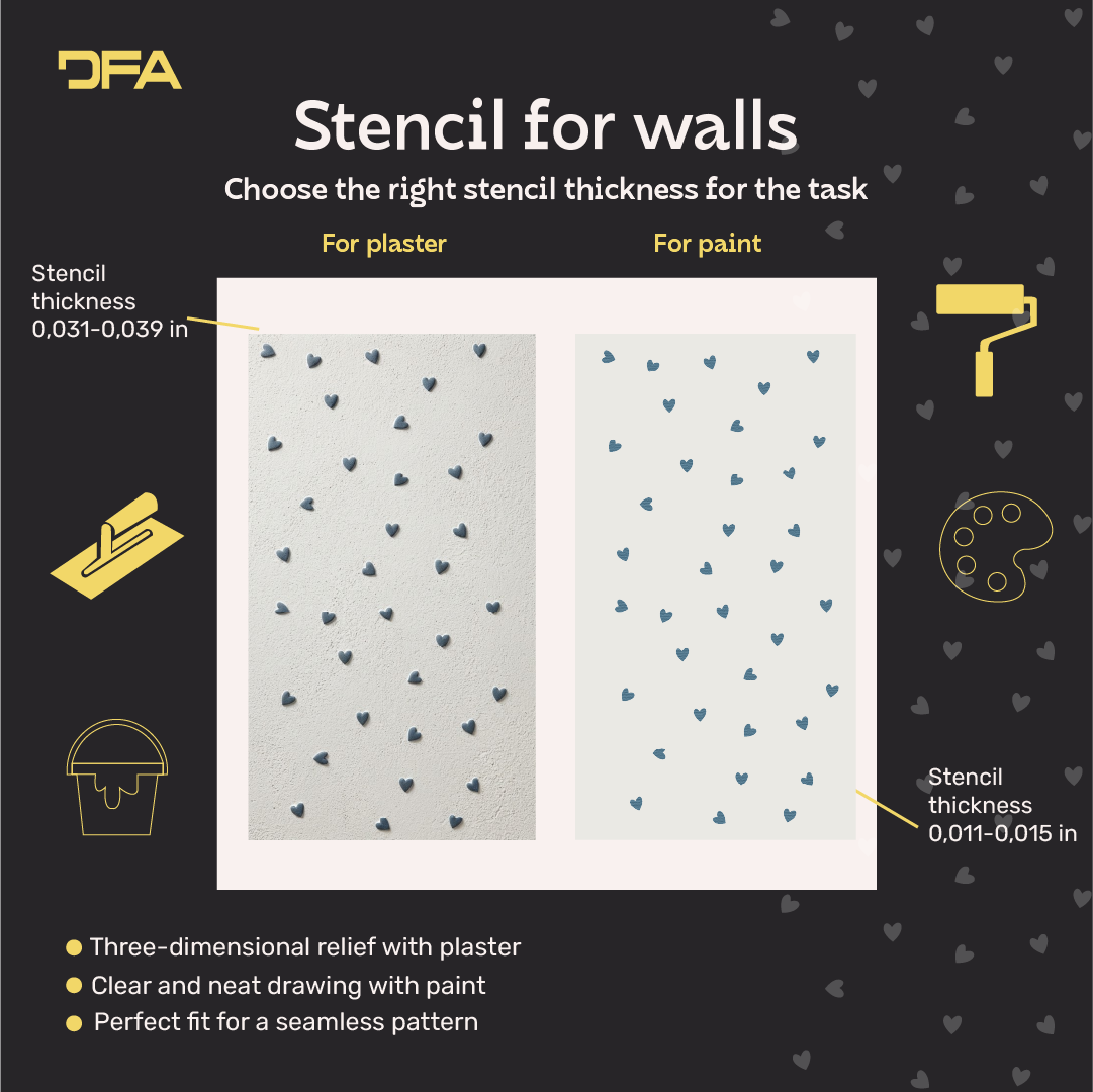 Hearts on the walls – a magical atmosphere for a child's room with DFA 0.3–1 mm (E00101)