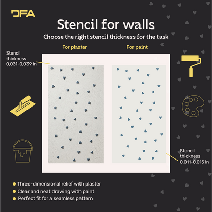 Hearts on the walls – a magical atmosphere for a child's room with DFA 0.3–1 mm (E00101)