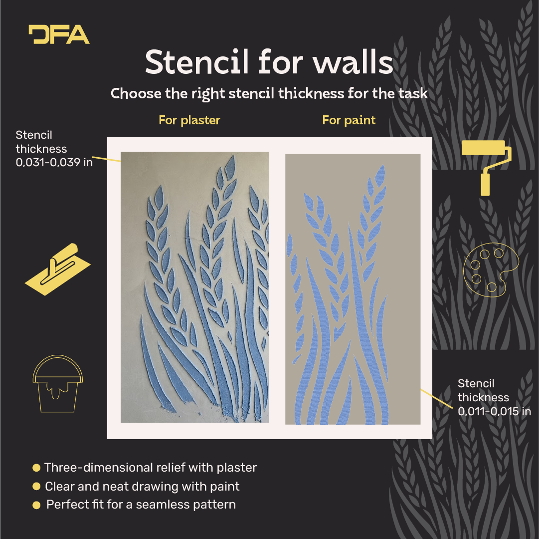 DFA Reusable Stencil "Nature" for Plaster and Paint 0.3–1 mm  (P00193)