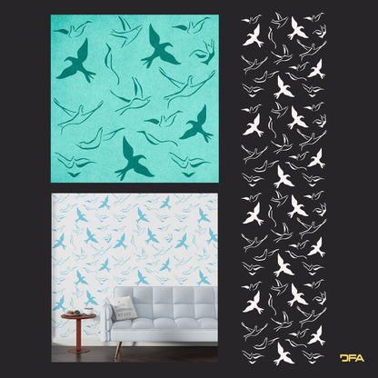 Stencil Birds DFA animals for walls for plaster and paint 0.3-1mm (J00035)