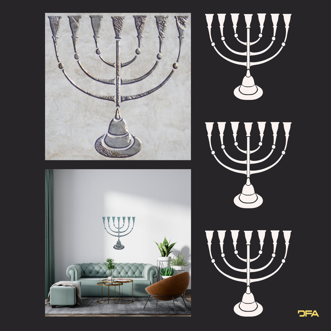 Stencil DFA Menorah seven-candlestick for plaster and paint 0.3-1mm (X00130)