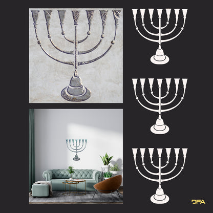 Stencil DFA Menorah seven-candlestick for plaster and paint 0.3-1mm (X00130)