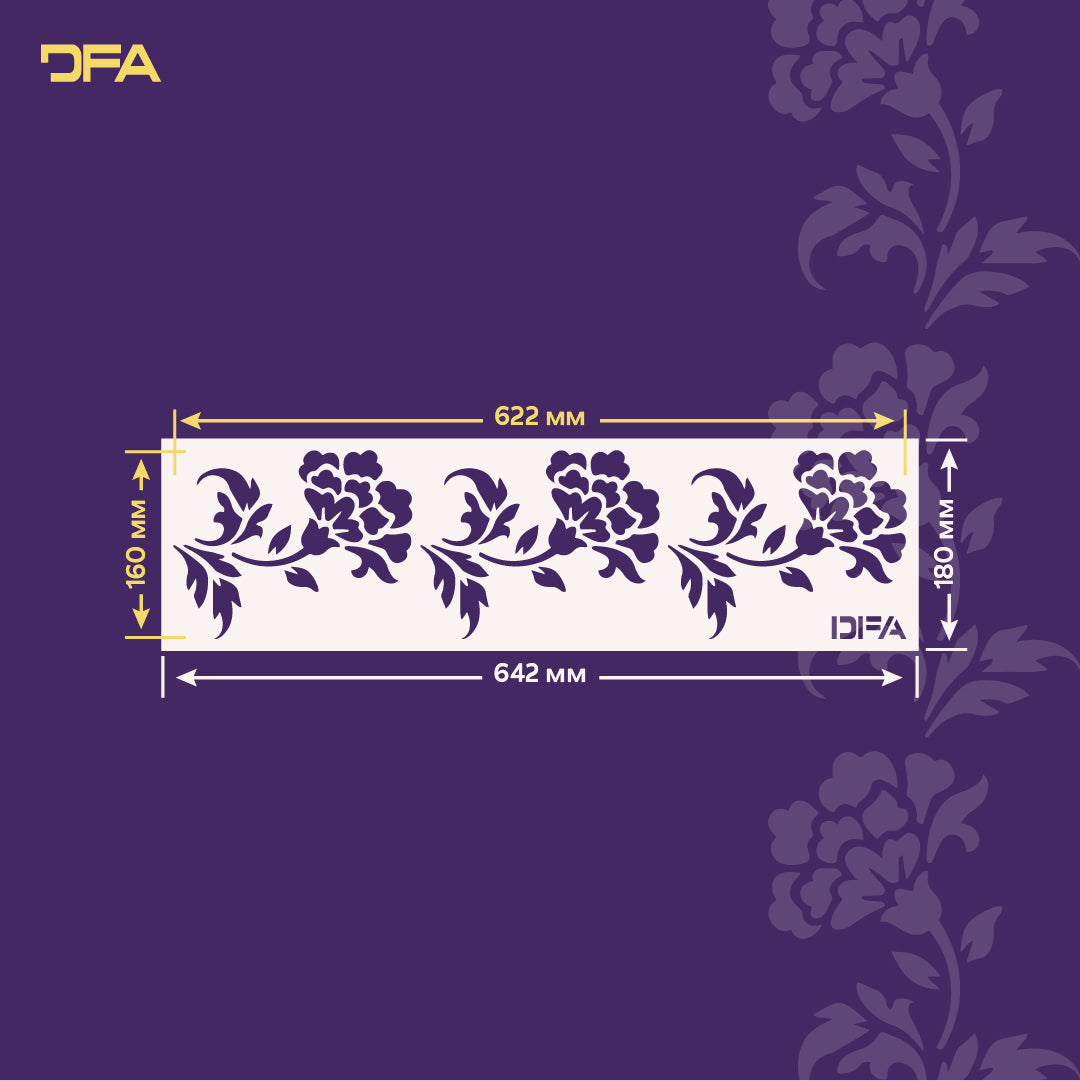 Floral ornament: DFA reusable border stencil - easy and stylish 0.3-1 mm (B00084)