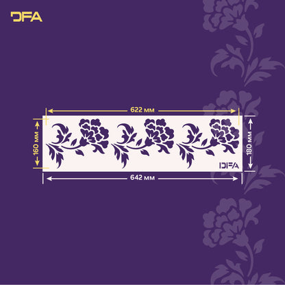 Floral ornament: DFA reusable border stencil - easy and stylish 0.3-1 mm (B00084)