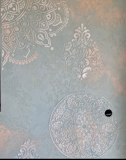 Wall decoration set for plaster and paint 6 Stencils DFA (Square pattern 6 + Round pattern 56 + Damask 11) 0.3-1 mm (N00006)
