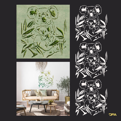 Stencil Koala DFA animals for walls for plaster and paint 0.3-1mm (J00047)