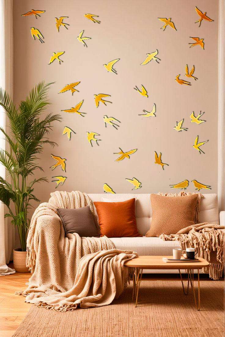 Create your own design: Mirror Birds for unique compositions, 11 pcs/21 pcs/31 pcs, 31 pcs, Gold