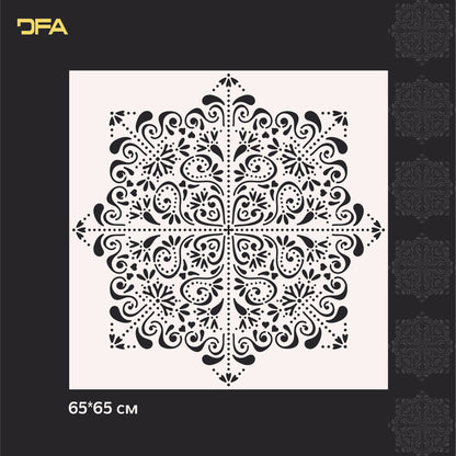 Reusable stencil DFA for decorative plaster and paint Oriental pattern 0.3-1mm (V00050)