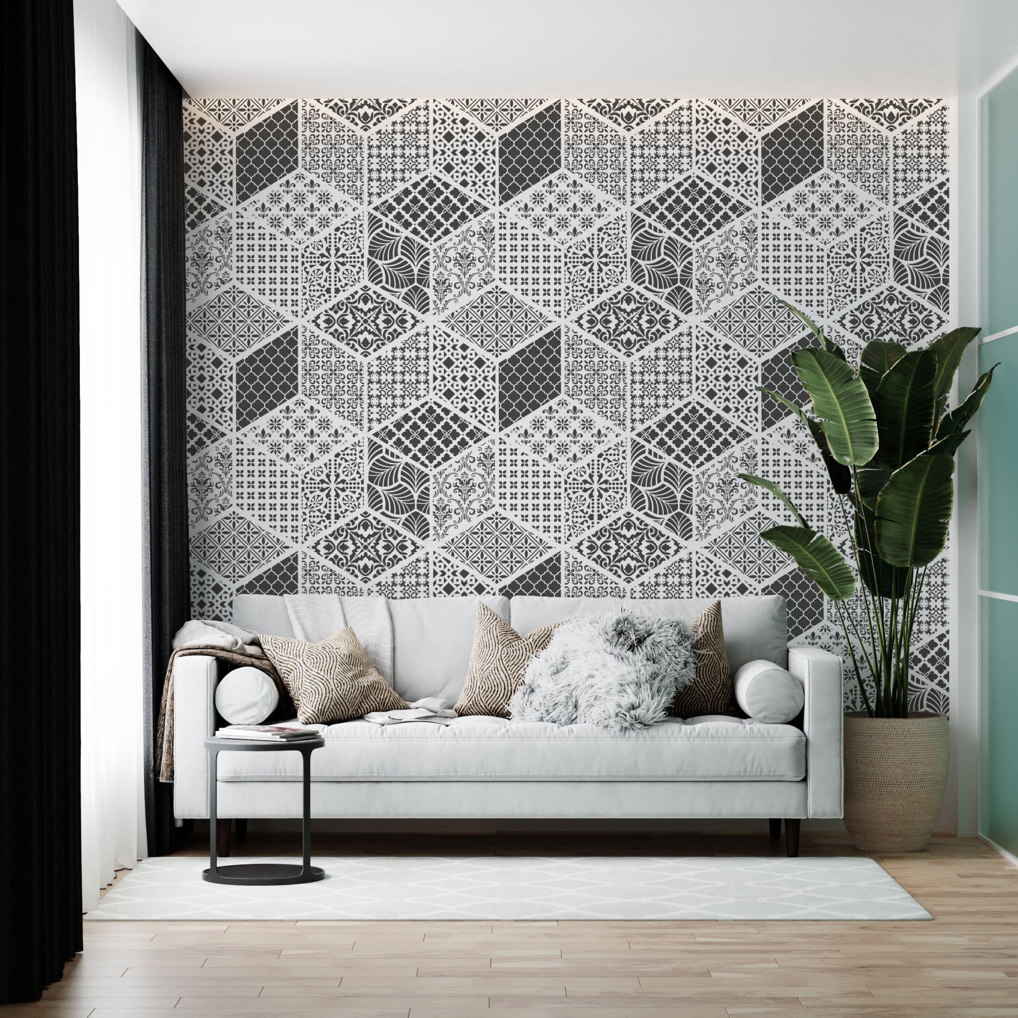 Stencil DFA reusable for decorative plaster Geometry Scandinavian style for plaster and paint 0.3-1mm (G00045)