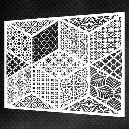 Stencil DFA reusable for decorative plaster Geometry Scandinavian style for plaster and paint 0.3-1mm (G00045)