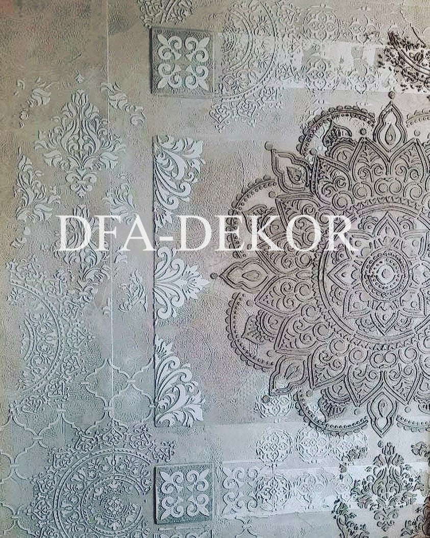 Wall decoration set for plaster and paint 6 Stencils DFA (Square pattern 6 + Round pattern 56 + Damask 11) 0.3-1 mm (N00006)