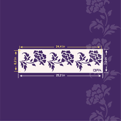 Floral ornament: DFA reusable border stencil - easy and stylish 0.3-1 mm (B00084)