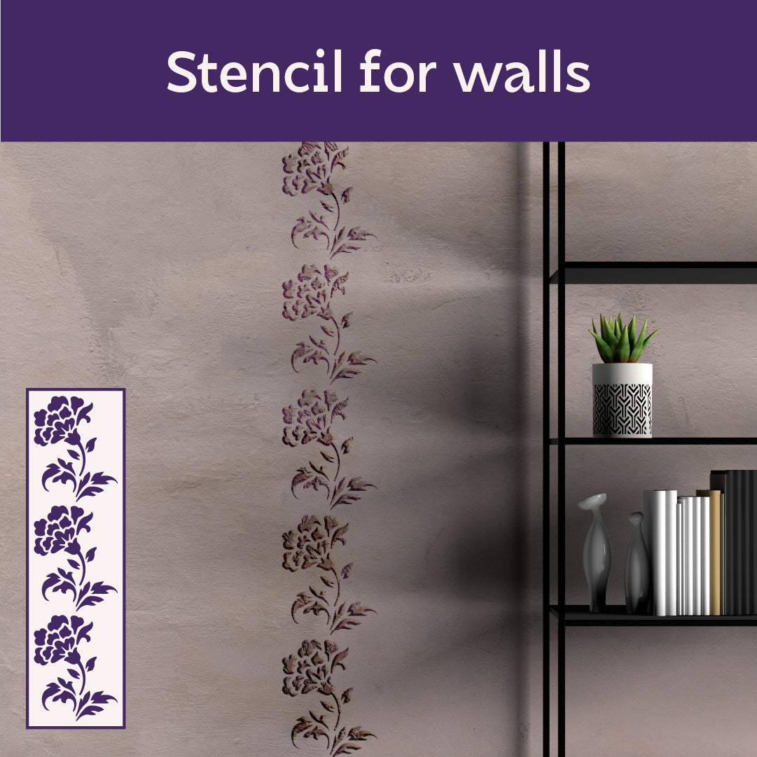 Floral ornament: DFA reusable border stencil - easy and stylish 0.3-1 mm (B00084)