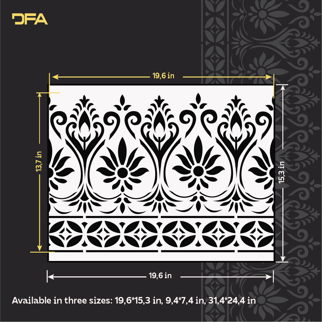 Reusable stencil DFA Border pattern for professional decor 0.3-1 mm (B00090)