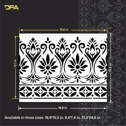 Reusable stencil DFA Border pattern for professional decor 0.3-1 mm (B00090)
