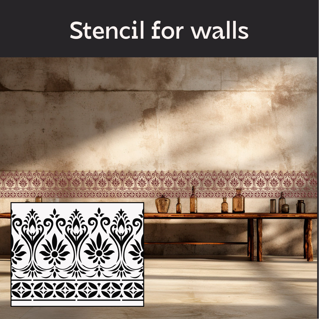 Reusable stencil DFA Border pattern for professional decor 0.3-1 mm (B00090)