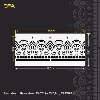 Stylish border decor with DFA stencil for paint and plaster 0.3-1 mm (B00091)