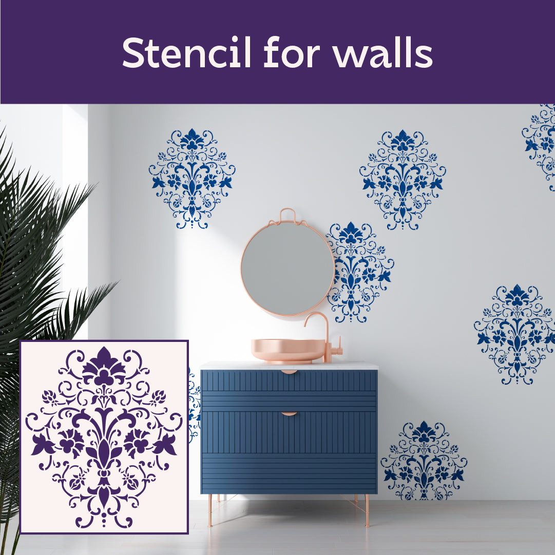Luxury Damascus DIY: DFA stencil for plaster and paint 0.3-1 mm (D00068)