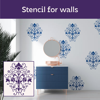 Luxury Damascus DIY: DFA stencil for plaster and paint 0.3-1 mm (D00068)