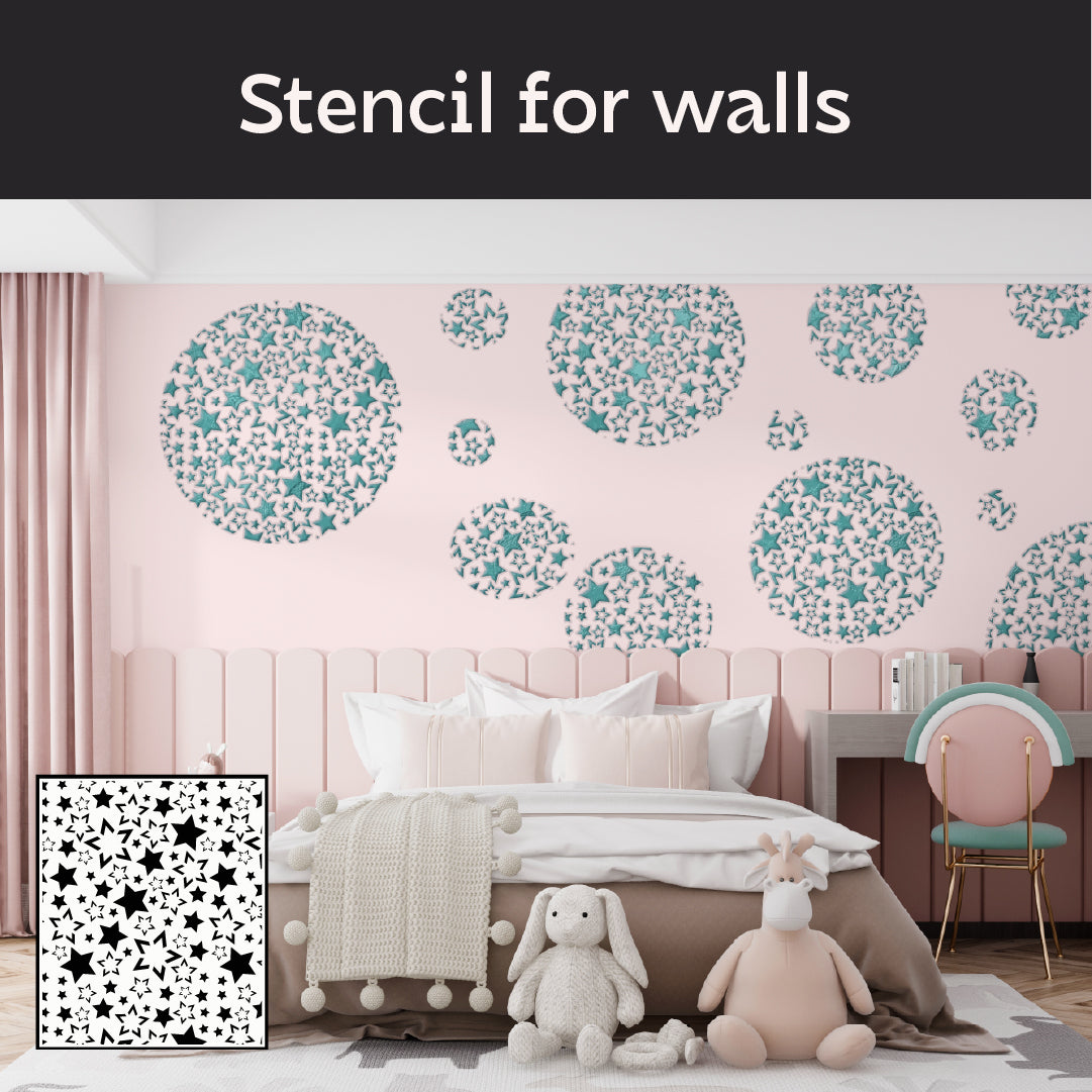 Create a fabulous decor for your child's room with the DFA Stars 0.3-1 mm stencil (E00088)