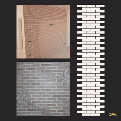 DFA Stencil Facade Bricks reusable for decorative plaster and paint 0.3-1mm 39*78 6x25 + as a gift border and separate brick 25x6.5 (F00001)