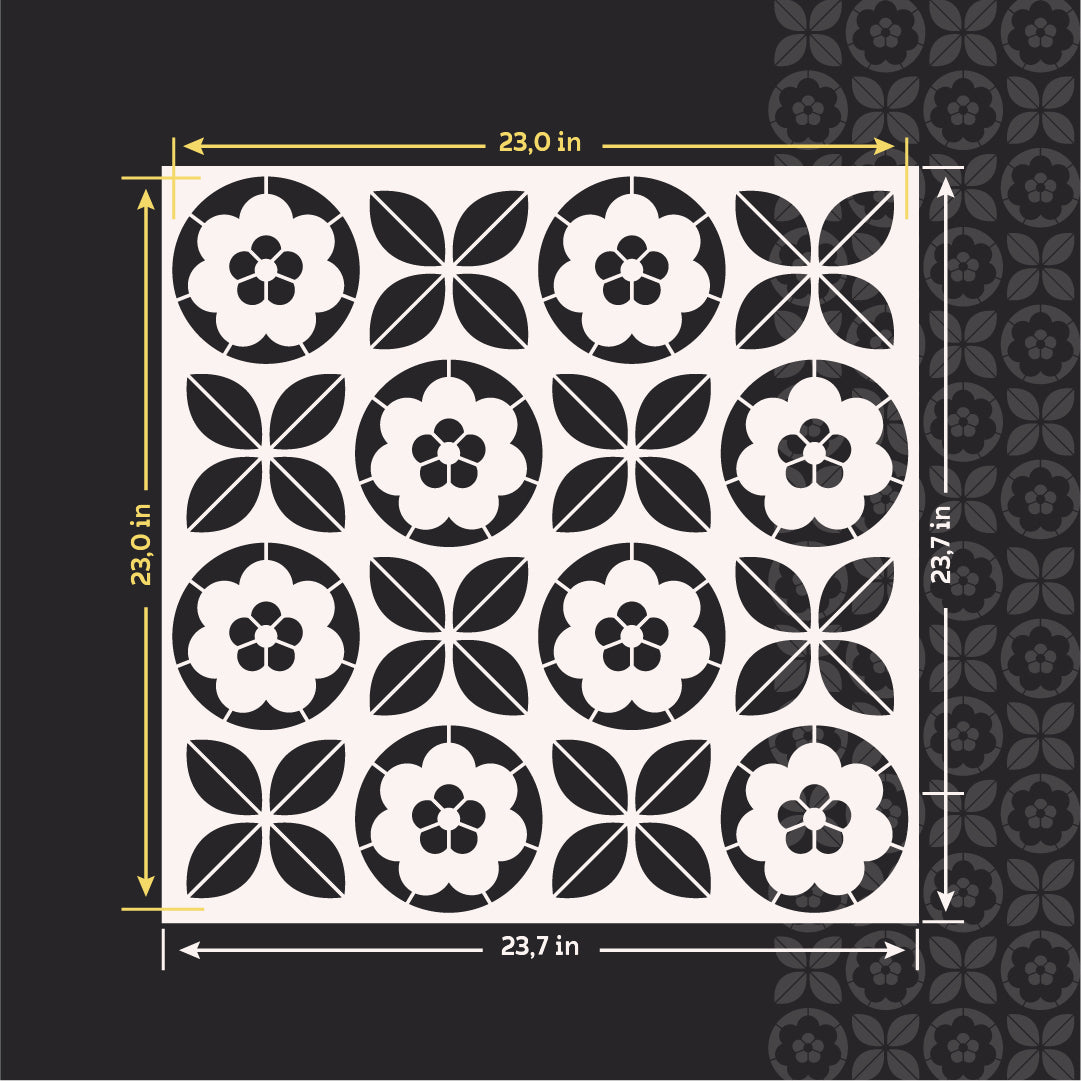 Geometric stencil DFA with a floral motif for artistic decoration 0.3-1 mm (G00155)