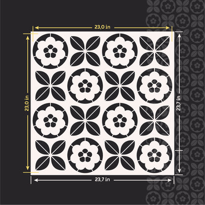 Geometric stencil DFA with a floral motif for artistic decoration 0.3-1 mm (G00155)