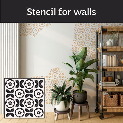 Geometric stencil DFA with a floral motif for artistic decoration 0.3-1 mm (G00155)