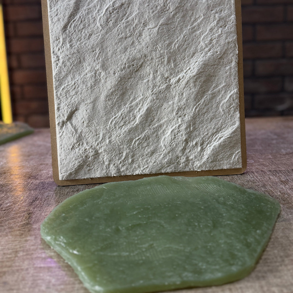 Stone Texture 3 silicone stamp with handle for creating natural rock relief patterns on decorative plaster walls