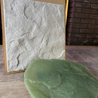 Stone Texture 3 silicone stamp with handle for creating natural rock relief patterns on decorative plaster walls