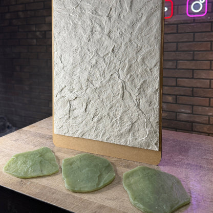 Stone texture silicone stamp set with three reusable plaster stamps and handles in different natural rock relief patterns
