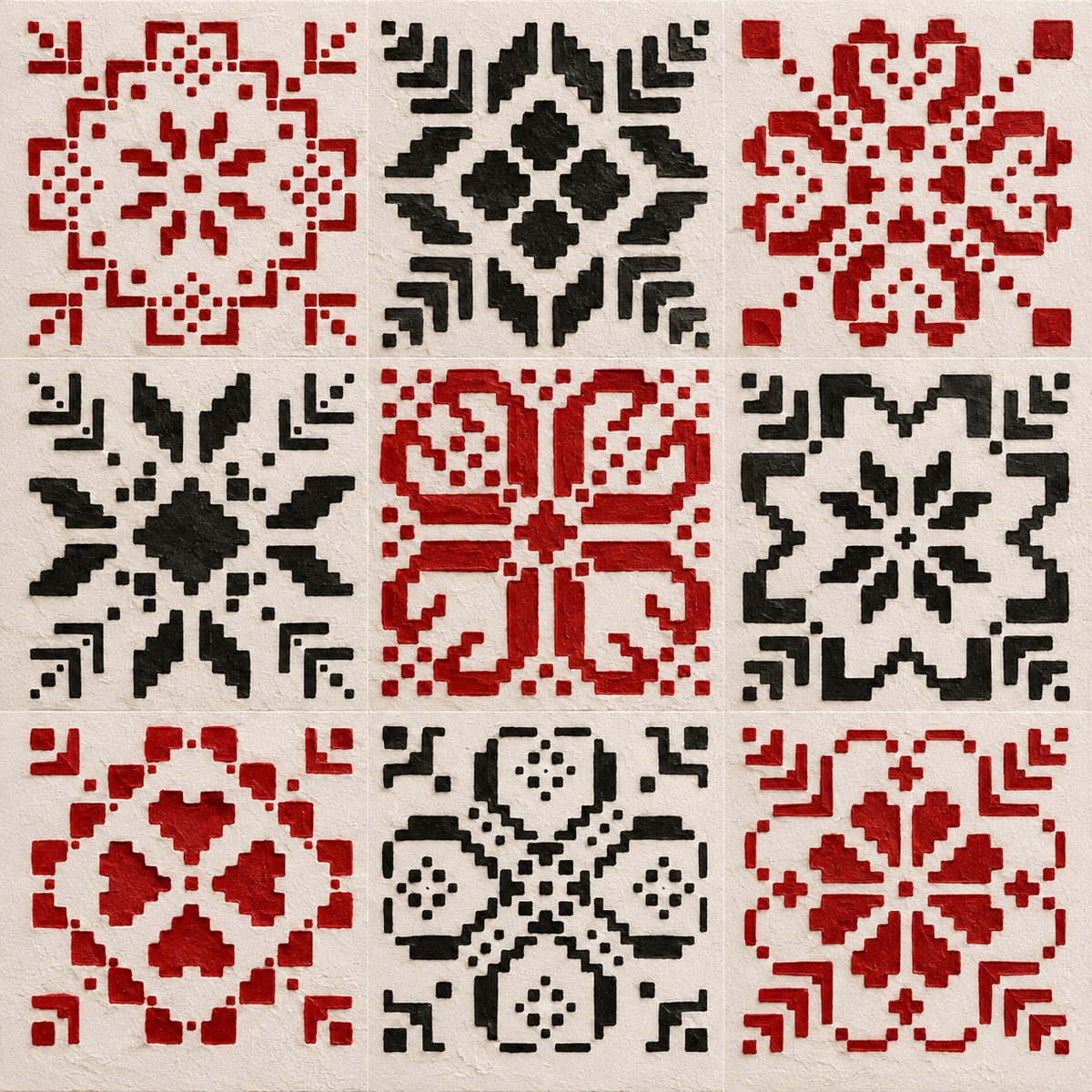 Reusable Vyshyvanka wall stencil with Ukrainian geometric pattern