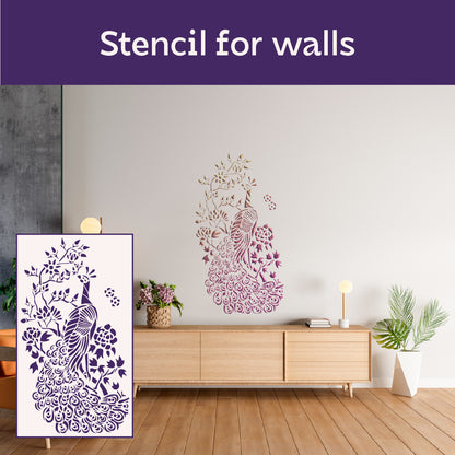 Stencil DFA Peacock: Luxurious decor for your interior 0.3-1 mm (J00056)