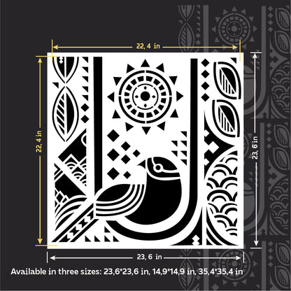 Reusable stencil Bird with geometry: Your exclusive for a unique interior 0.3-1 mm (J00071)