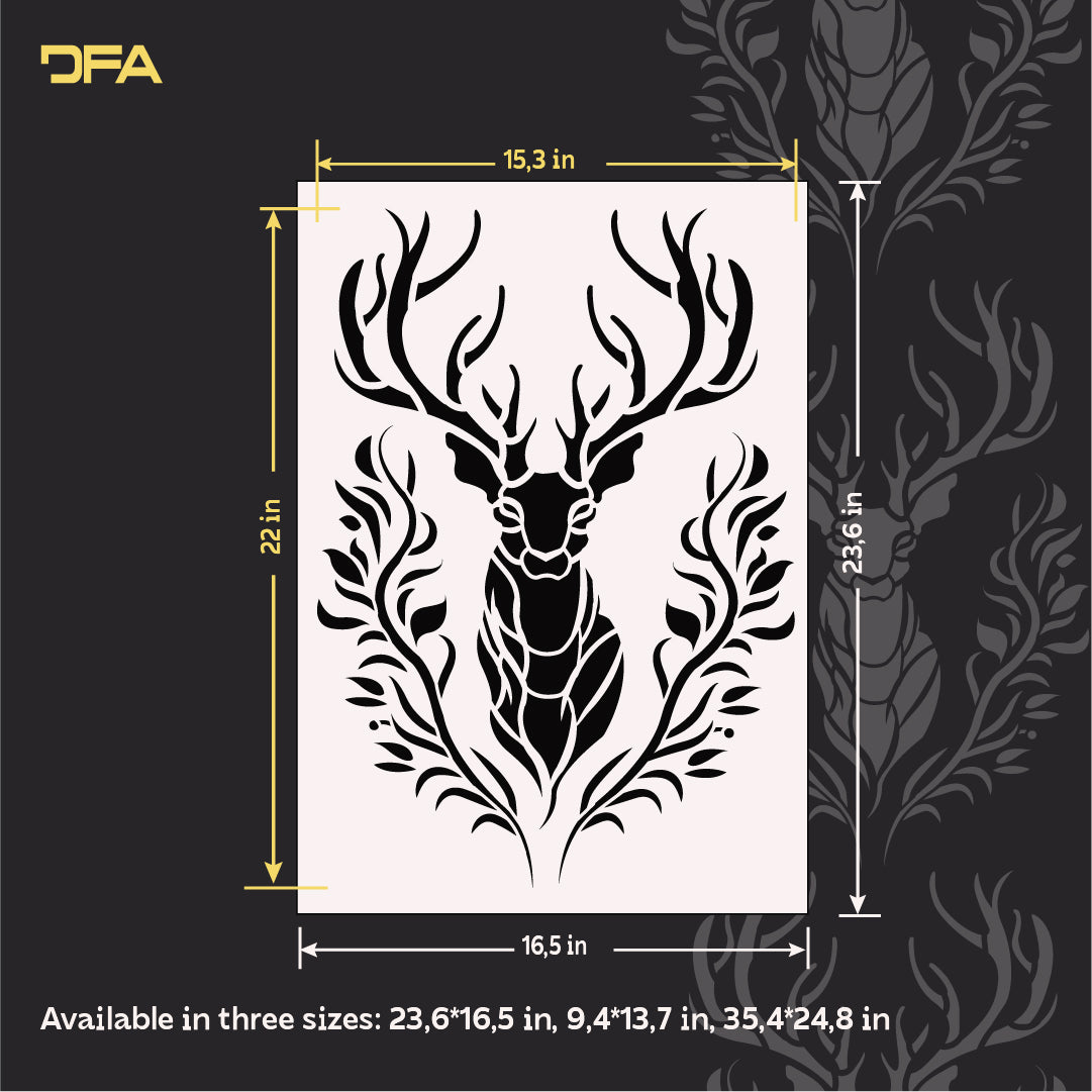 DFA Deer Stencil – trendy wall decor in a natural style 0.3-1 mm (J00072)