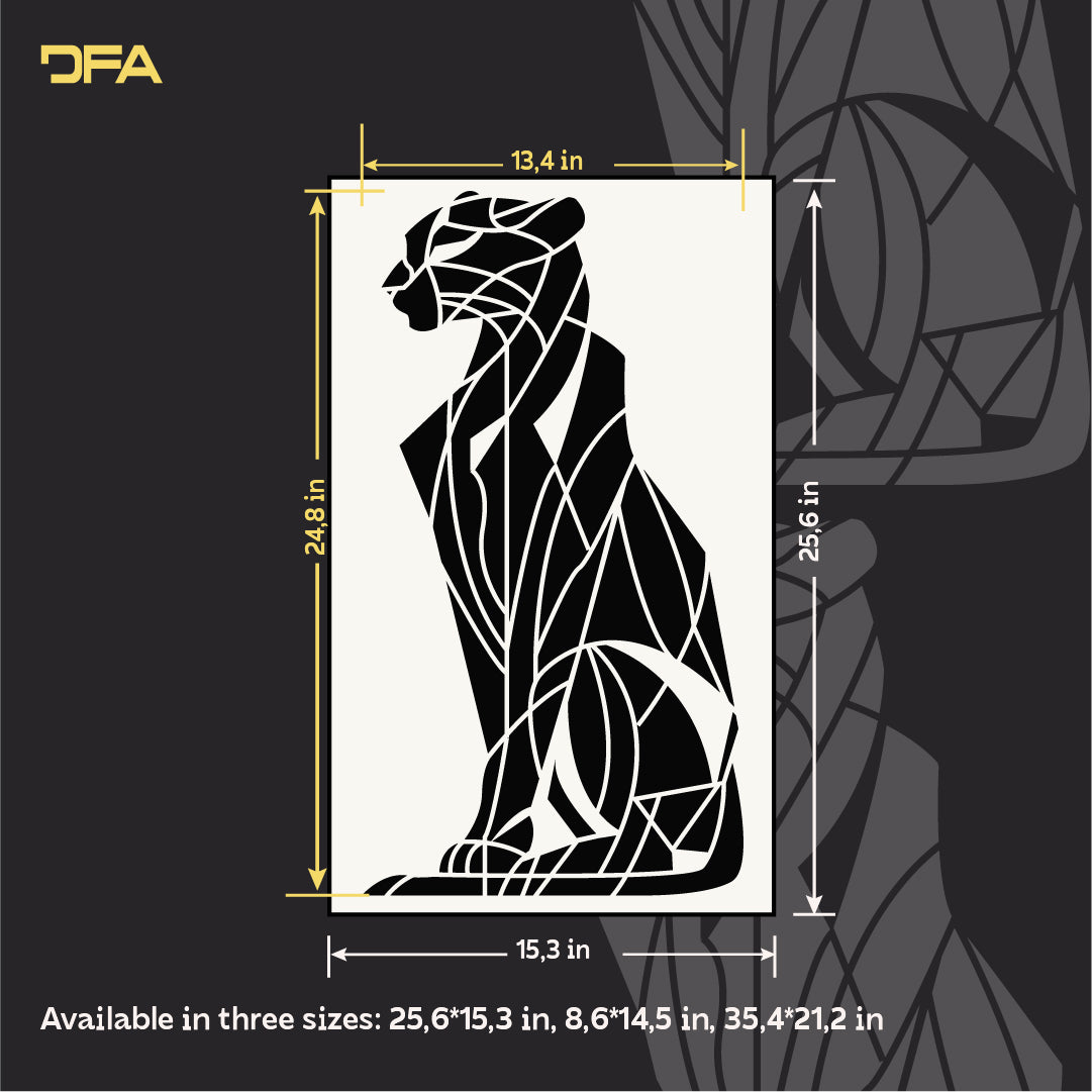 Geometric Big Cat – a striking DFA stencil for modern spaces 0.3-1 mm (J00074)