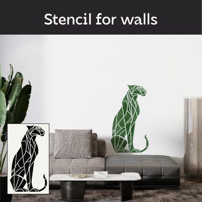 Stencil Big Cat DFA – wild energy in a modern geometric design 0.3-1 mm (J00075)