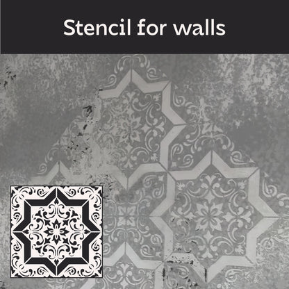 Geometric pattern on walls with DFA stencil Square pattern 0.3-1 mm (K00117)