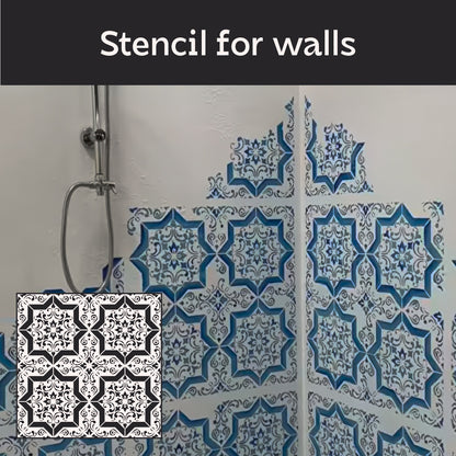 Geometric ornament on the walls - stencil DFA Square pattern 0.3-1 mm (K00118)