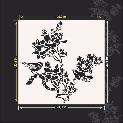 Create a spring mood with the DFA stencil Bird with flowers 0.3-1 mm (P00163)