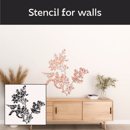 Create a spring mood with the DFA stencil Bird with flowers 0.3-1 mm (P00163)