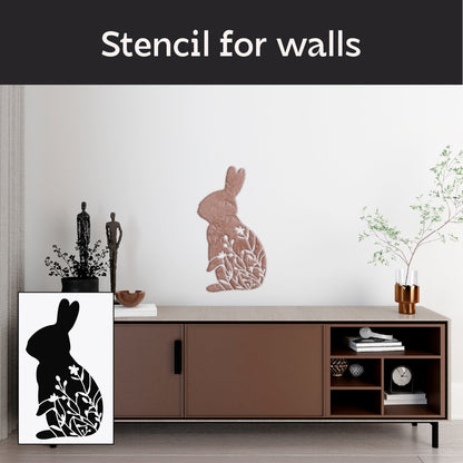 DFA Stencil Rabbit with floral ornament – charm and nature in your interior 0.3-1 mm (P00174)