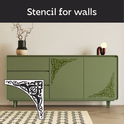 DFA stencil Oriental corner pattern - stylish ornament for walls, doors and furniture 0.3-1 mm (V00084)